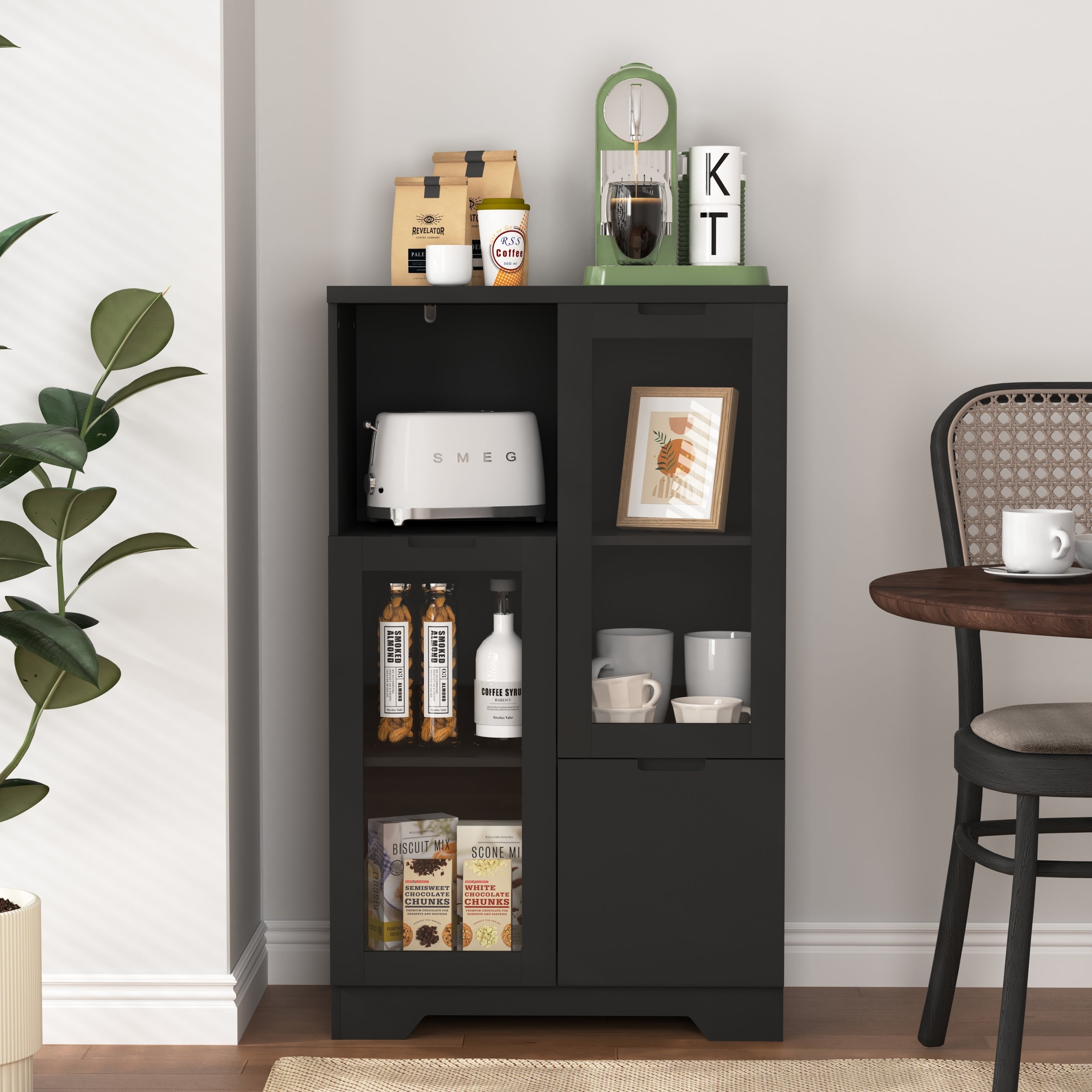 Modern MDF Painted Cabinet with Glass Doors and Drawer