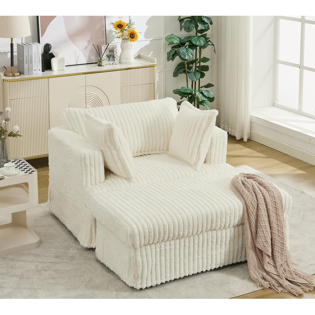 47.7'' Oversized Corduroy Chaise Longue with Ottoman