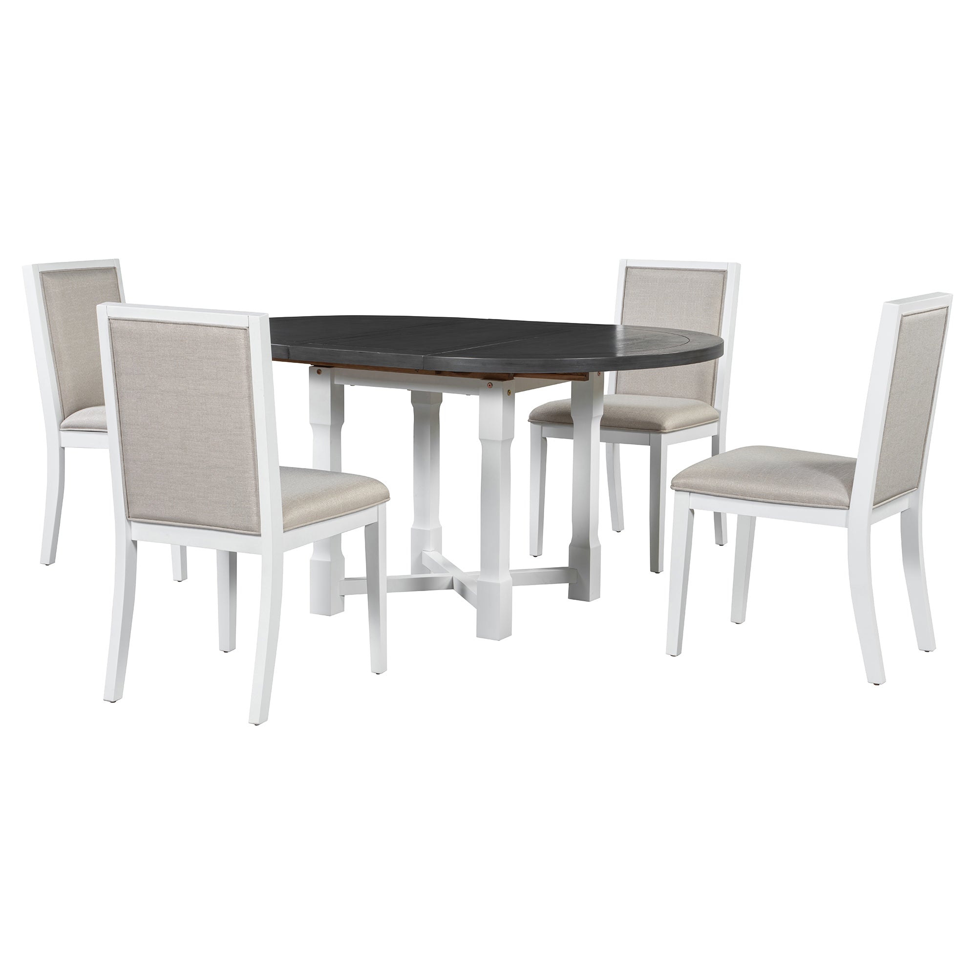 5-Piece Extendable Dining Table Set with Removable Leaf