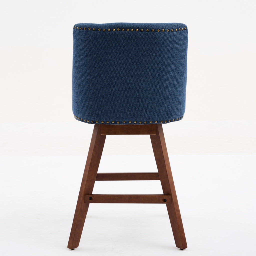 Upholstered Swivel Counter Height Bar Stools with Nailhead Trim (Set of 2)
