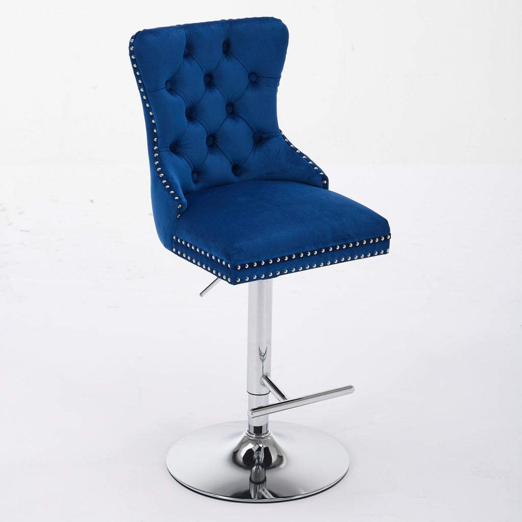 Modern Upholstered Swivel Velvet Barstools (Set of 2)