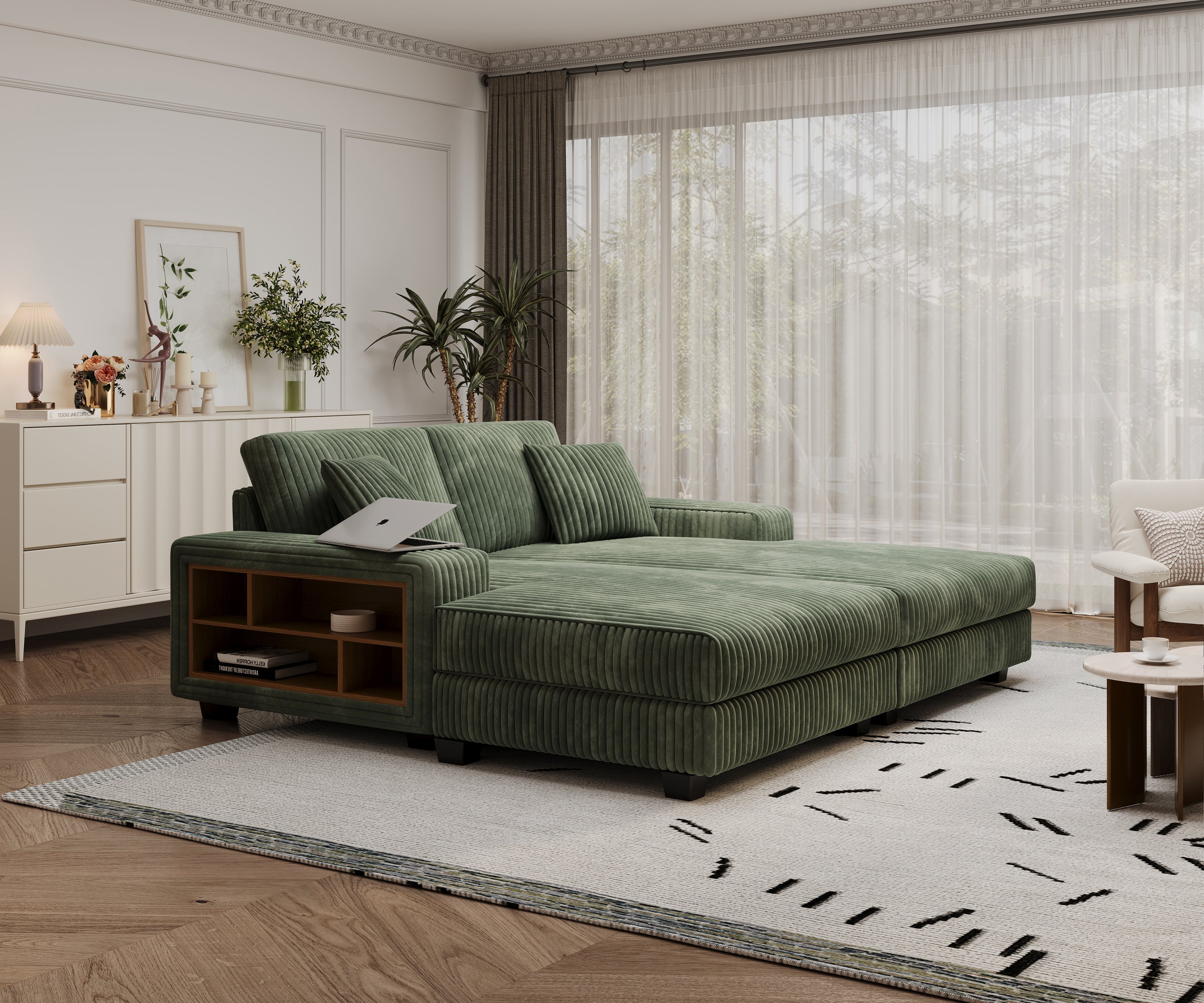 Convertible Sleeper Sectional Sofa with Storage