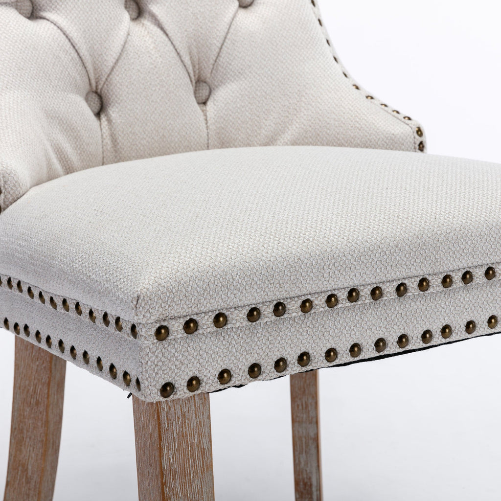 Linen Contemporary Tufted Flax Upholstered Dining Chairs (Set of 2)