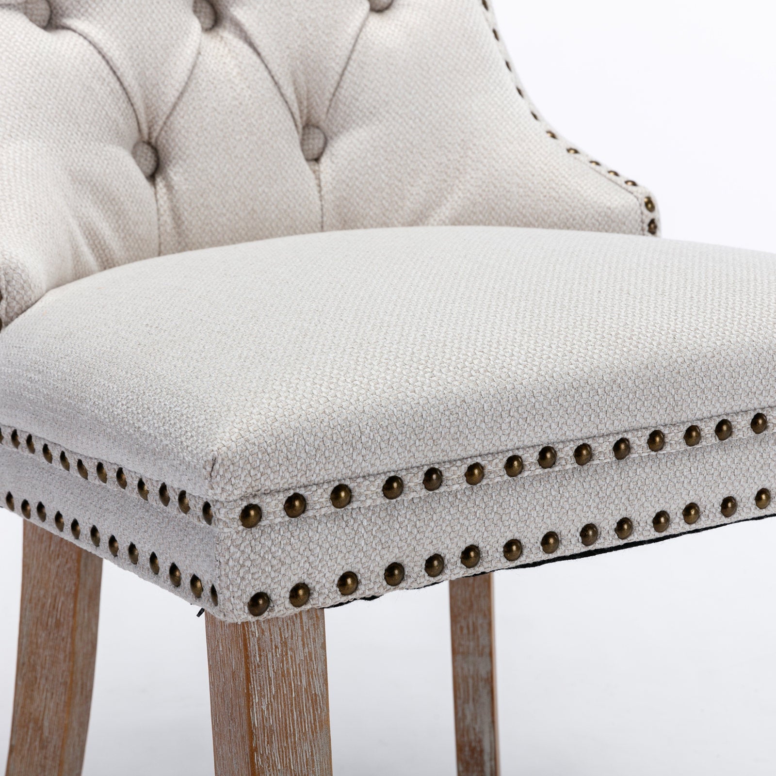 Linen Contemporary Tufted Flax Upholstered Dining Chairs (Set of 2)