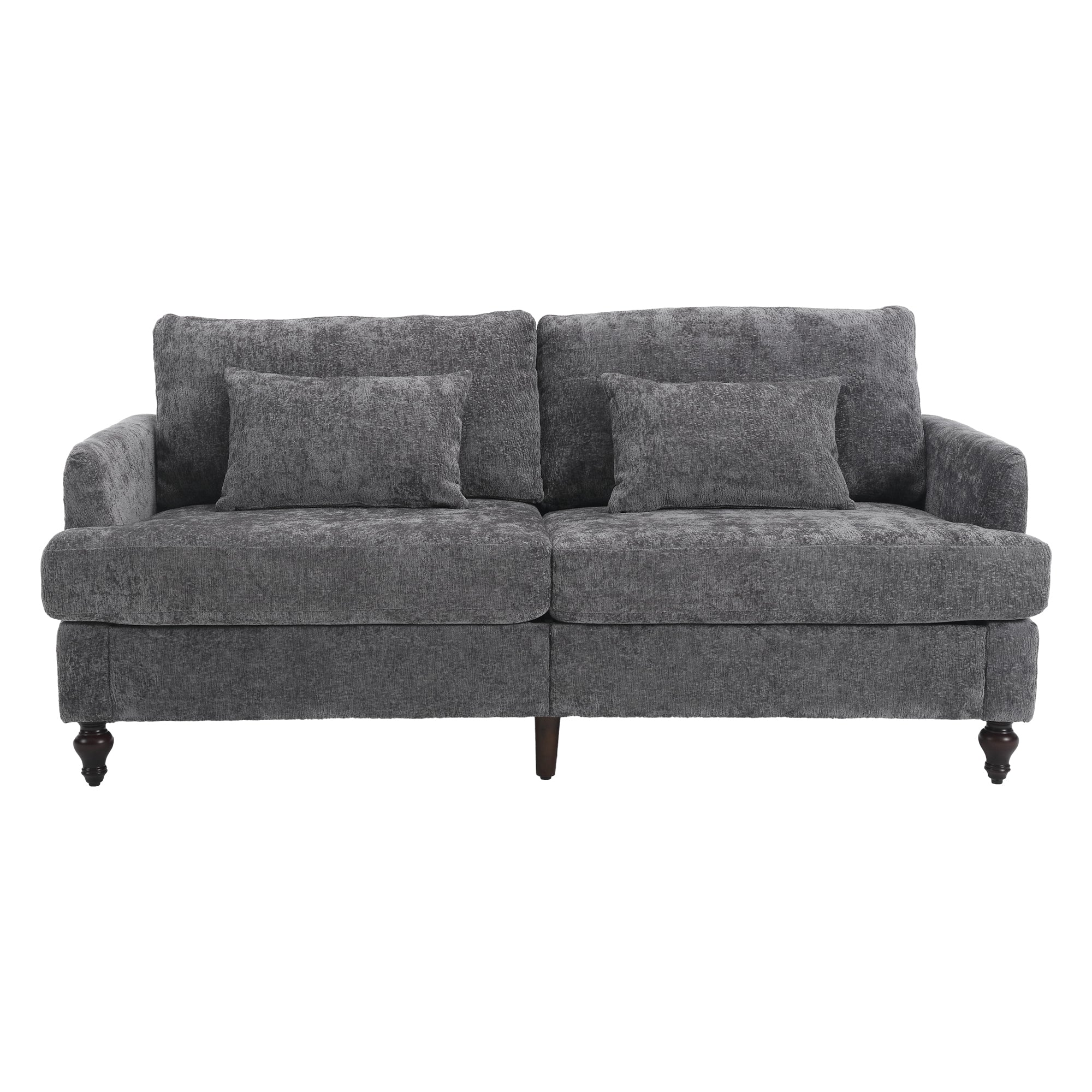 Mid Century Modern Chenille Fabric Loveseat Sofa