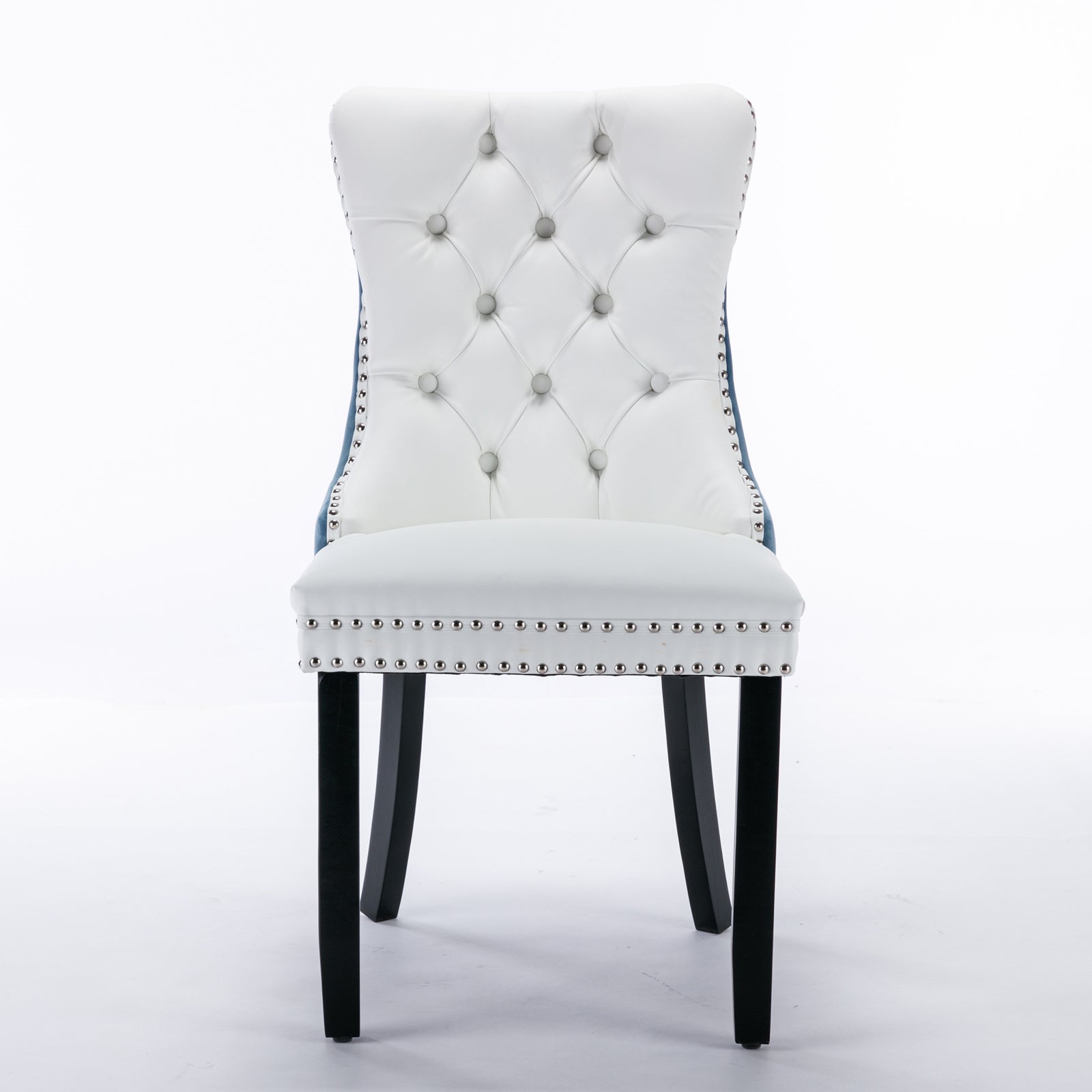 Tufted Solid Wood PU Upholstered Dining Chair with Wood Legs (Set of 2)