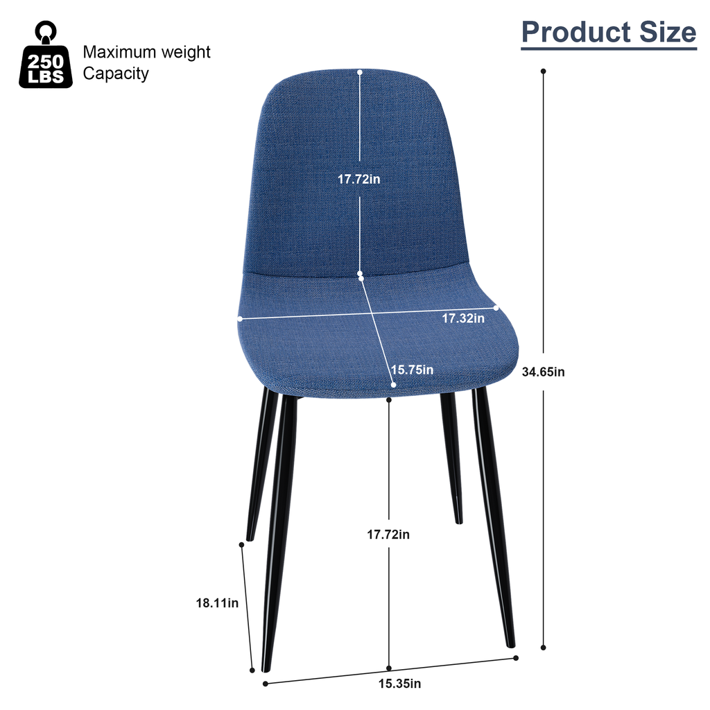 Modern Knit Fabric Dining Chairs with Iron Legs (Set of 4)