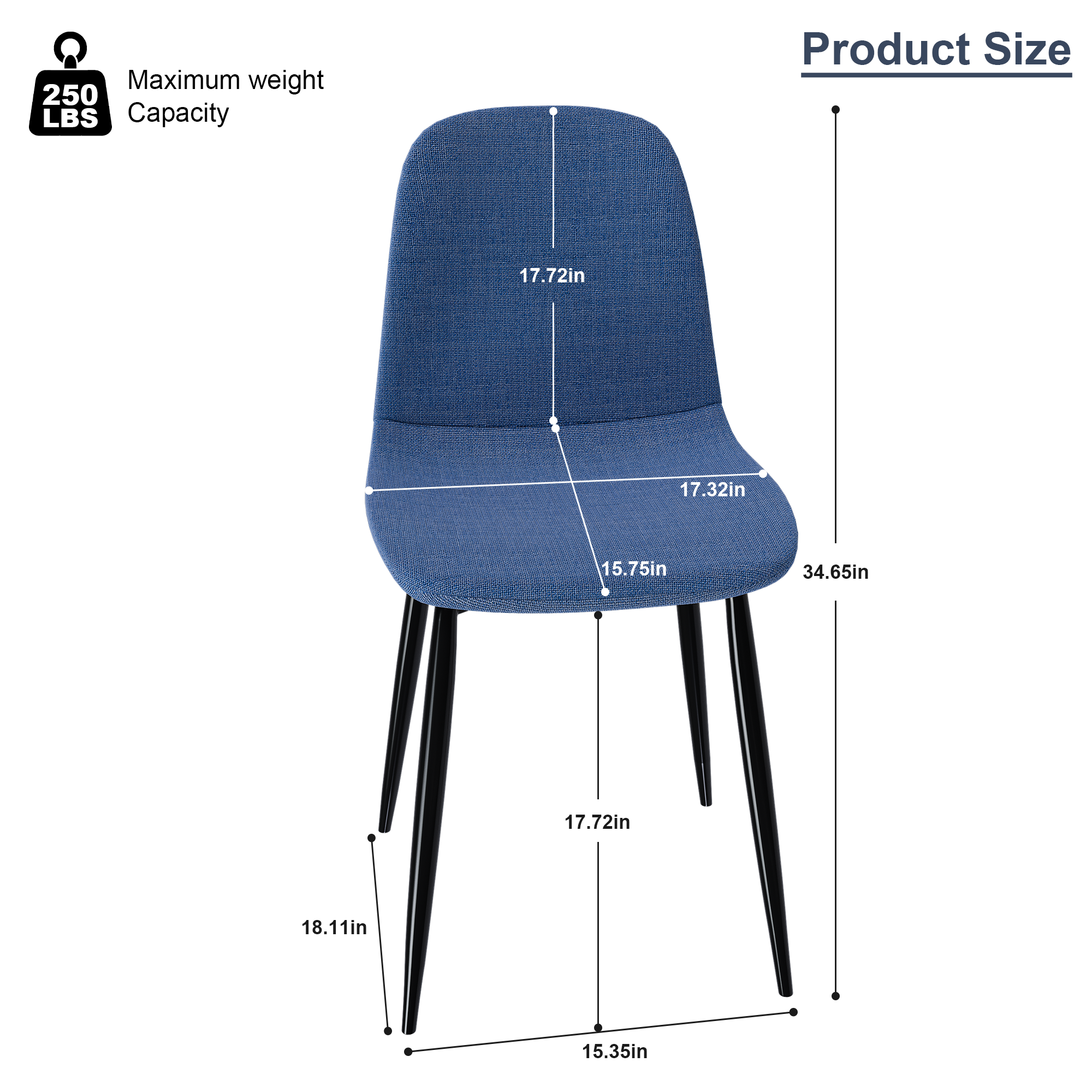 Modern Knit Fabric Dining Chairs with Iron Legs (Set of 4)