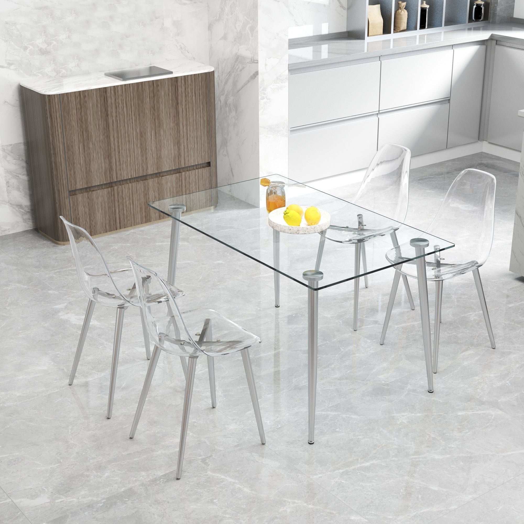 Modern Minimalist Transparent Metal Dining Chairs