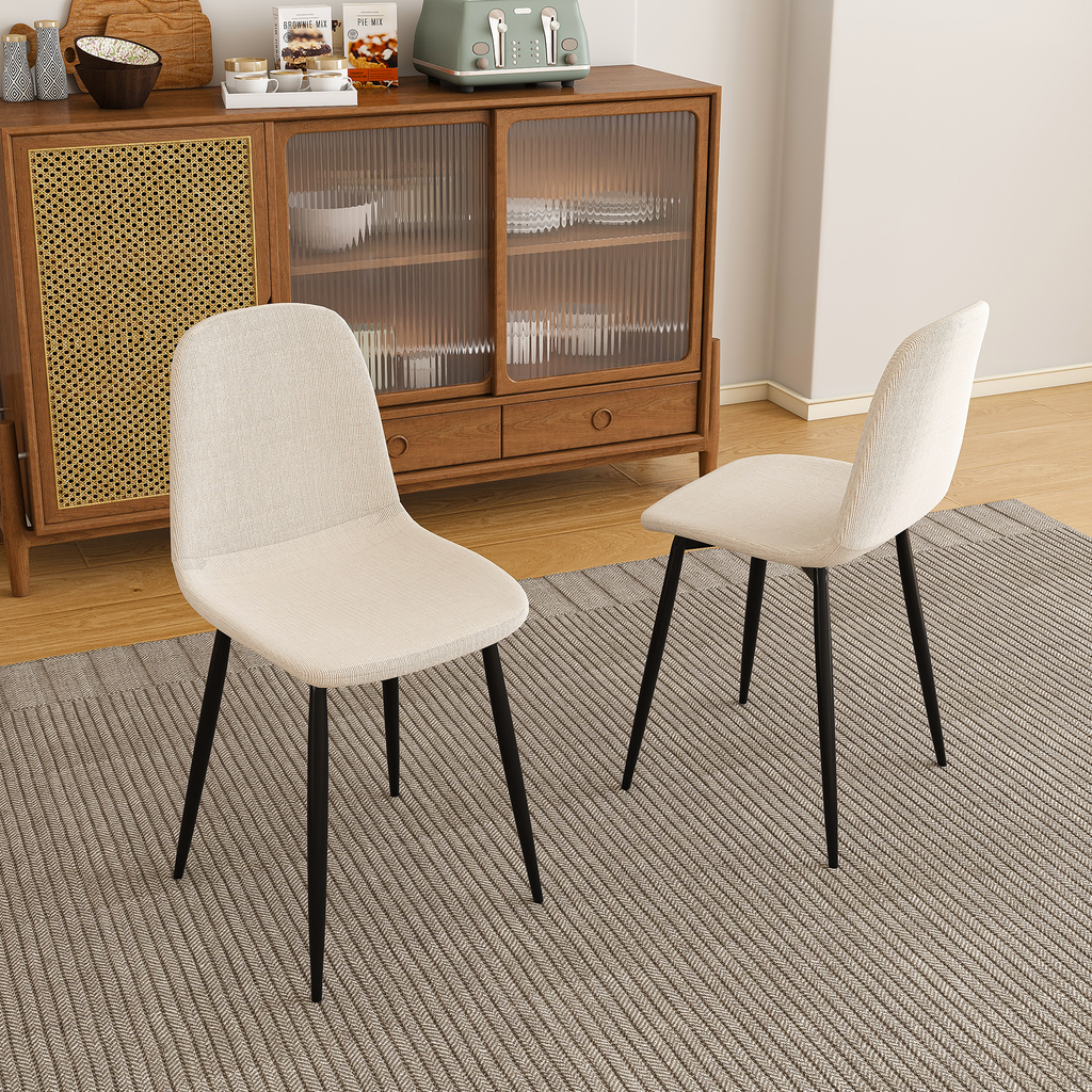 Modern Knit Fabric Dining Chairs with Iron Legs (Set of 4)