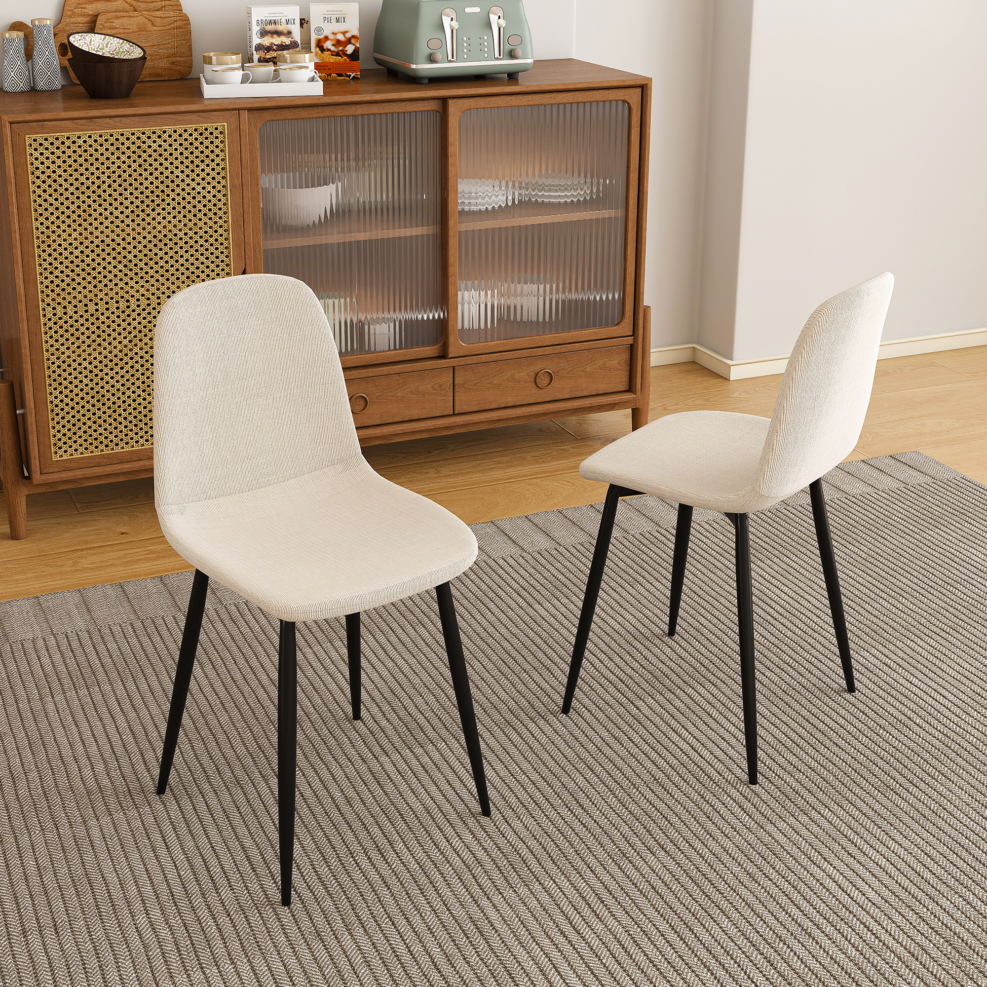 Modern Knit Fabric Dining Chairs with Iron Legs (Set of 4)