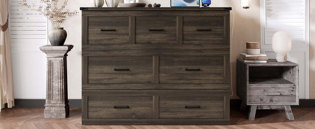 Murphy Bed Cabinet Full Size with Charging Station