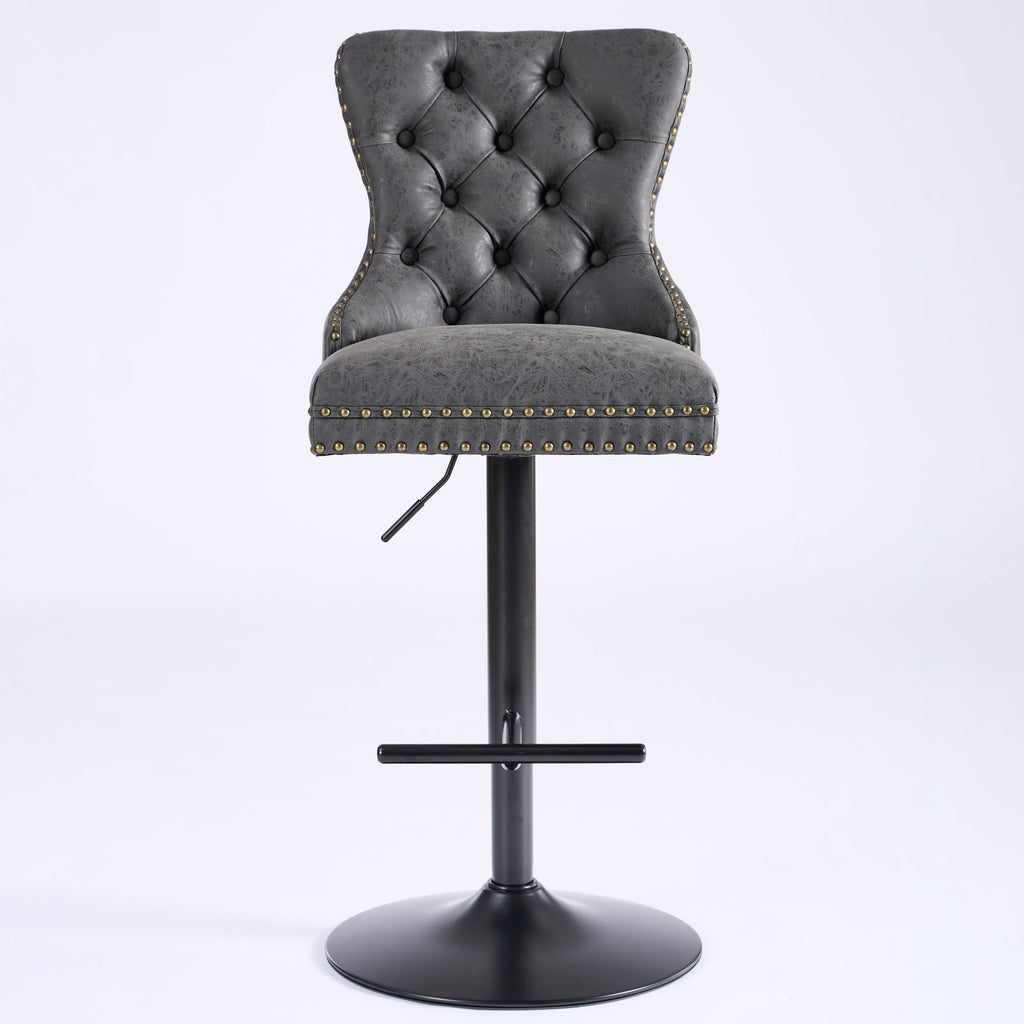 Aged and Retro PU Swivel Barstools Adjusatble Seat Height (Set of 2)