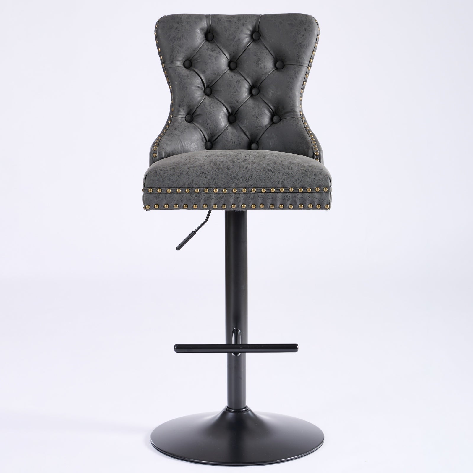 Aged and Retro PU Swivel Barstools Adjusatble Seat Height (Set of 2)