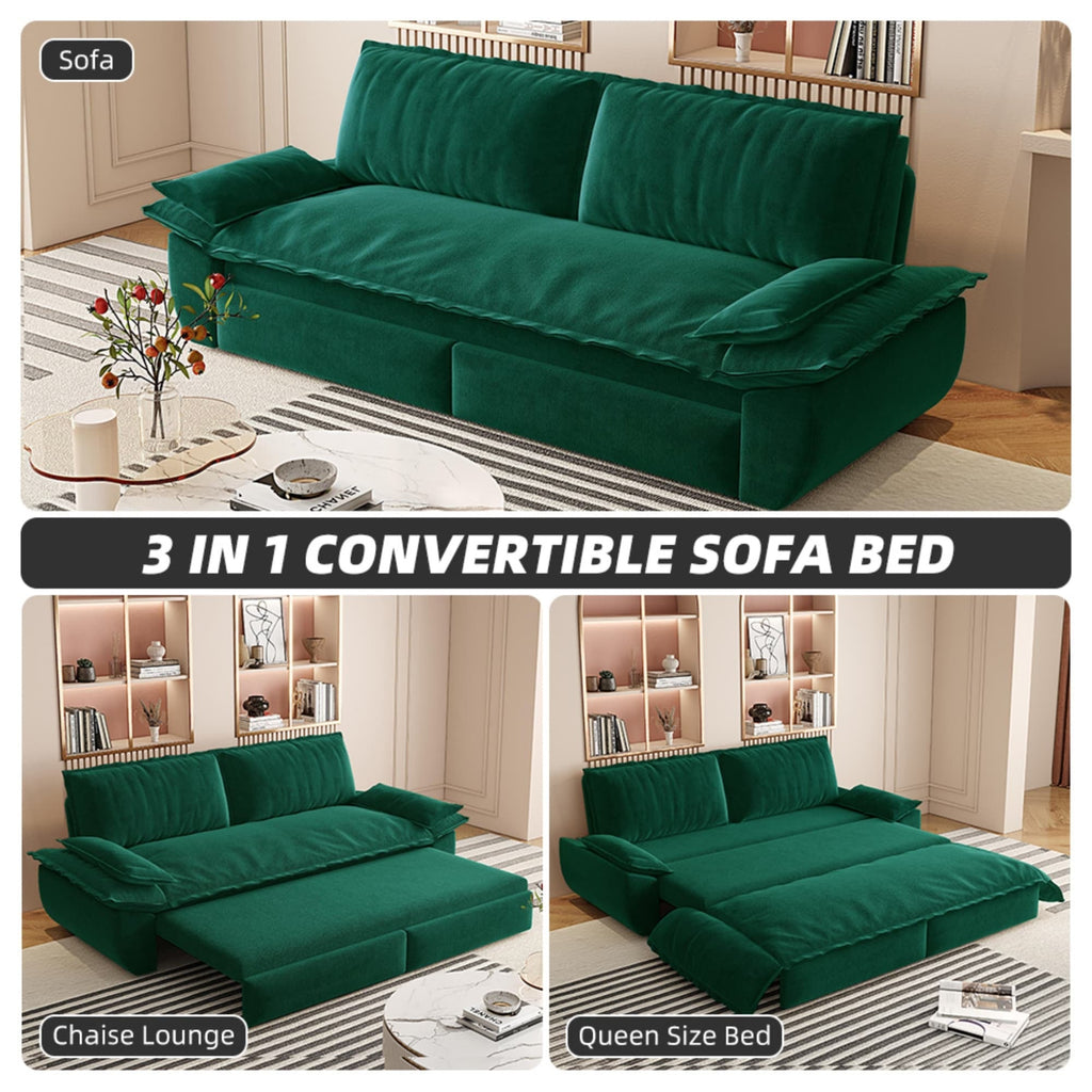 73.2" 3-in-1 Queen Convertible Sleeper Sofa Bed