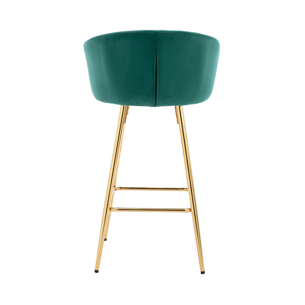 Velvet Bar Stools with Chrome Footrest and Base（Set of 2)