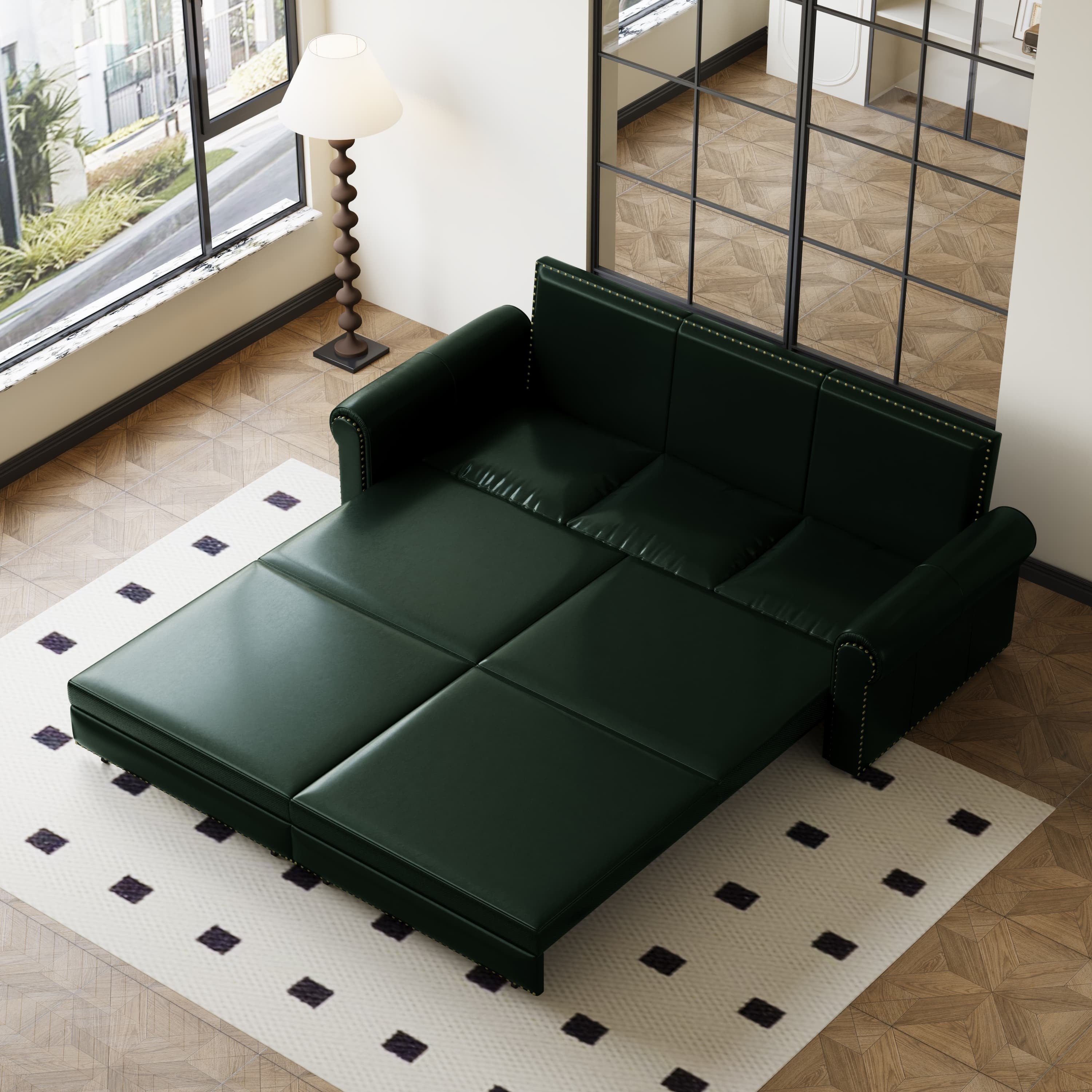 3-in-1 Faux Leather Convertible Sleeper Sofa Bed