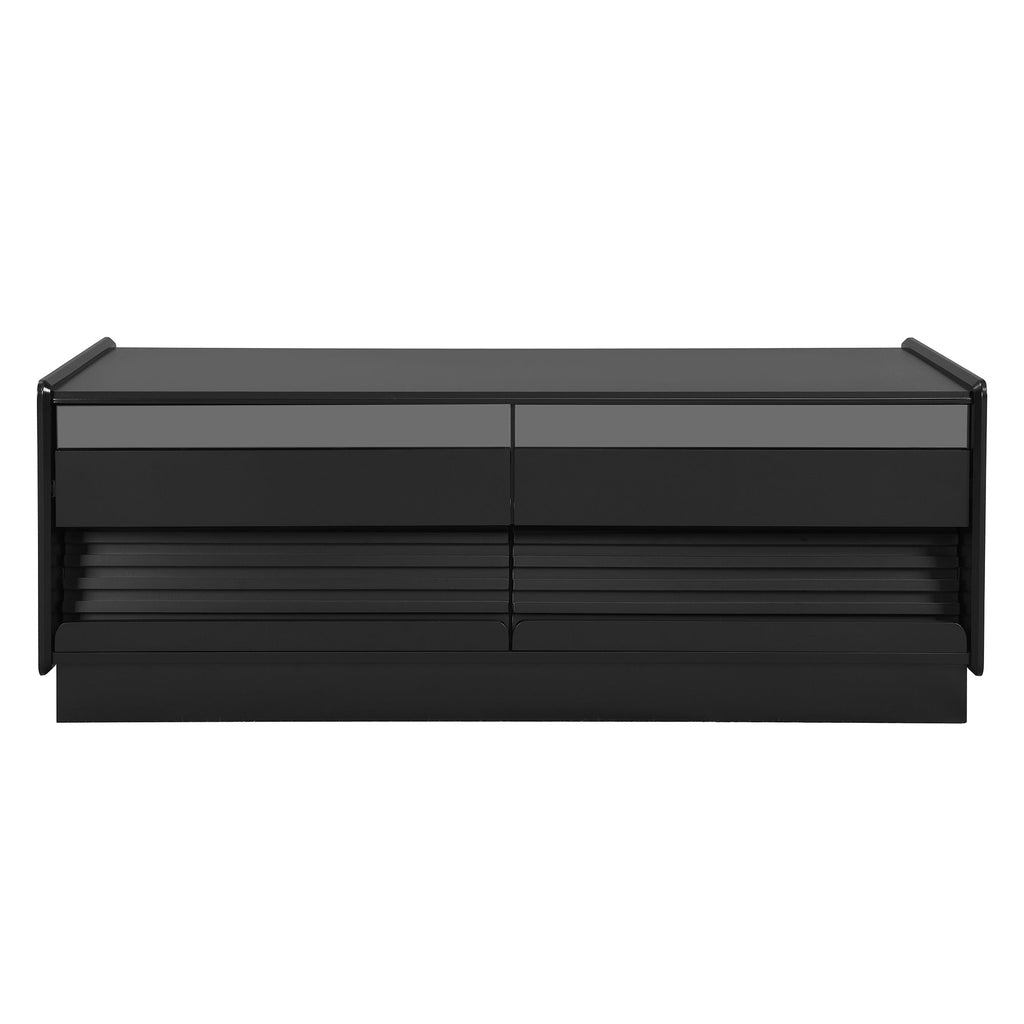 Modern 47.2' Wood Coffee Table with Fluted Style