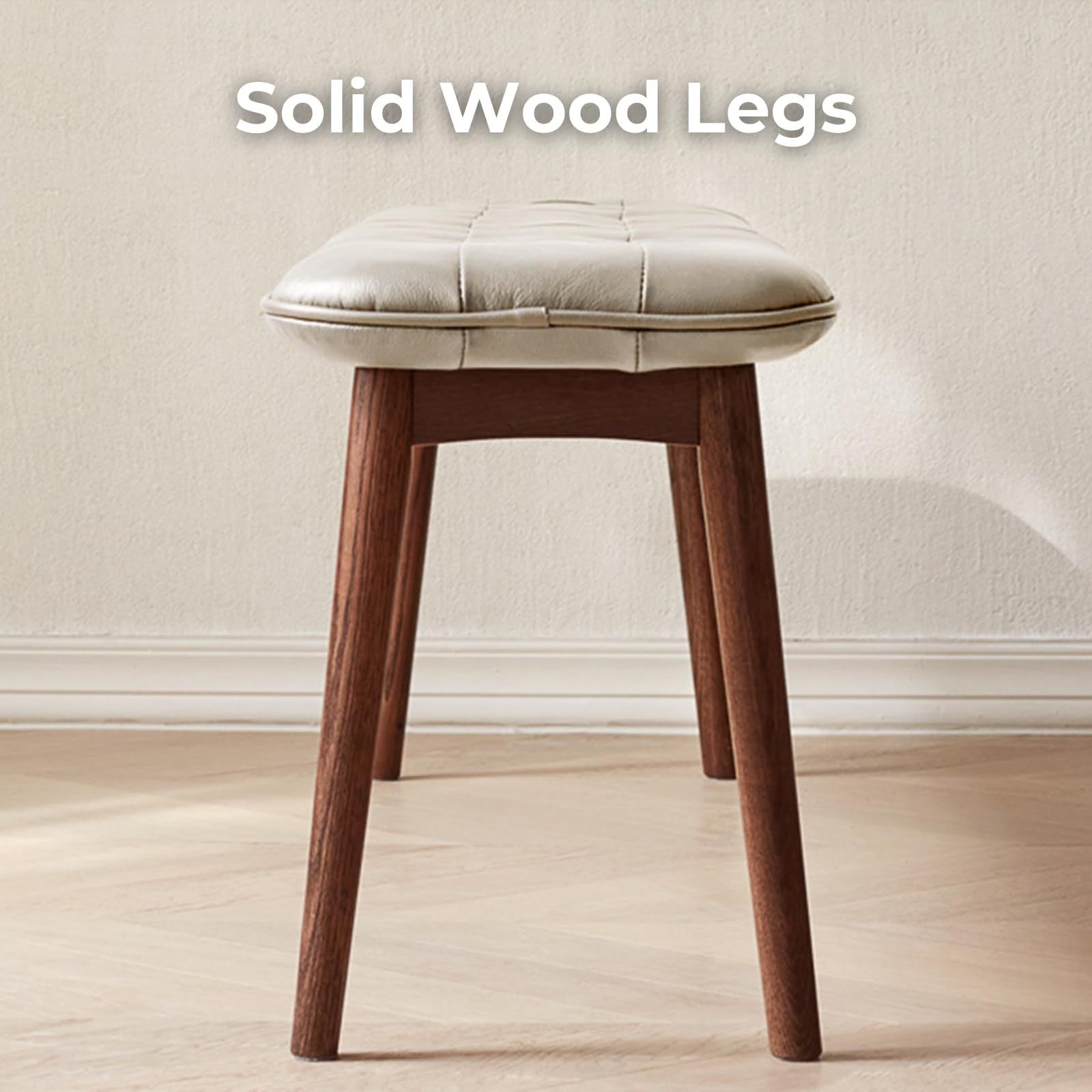 Natural Oak Dining Bench Table Bench with Leather Cushion