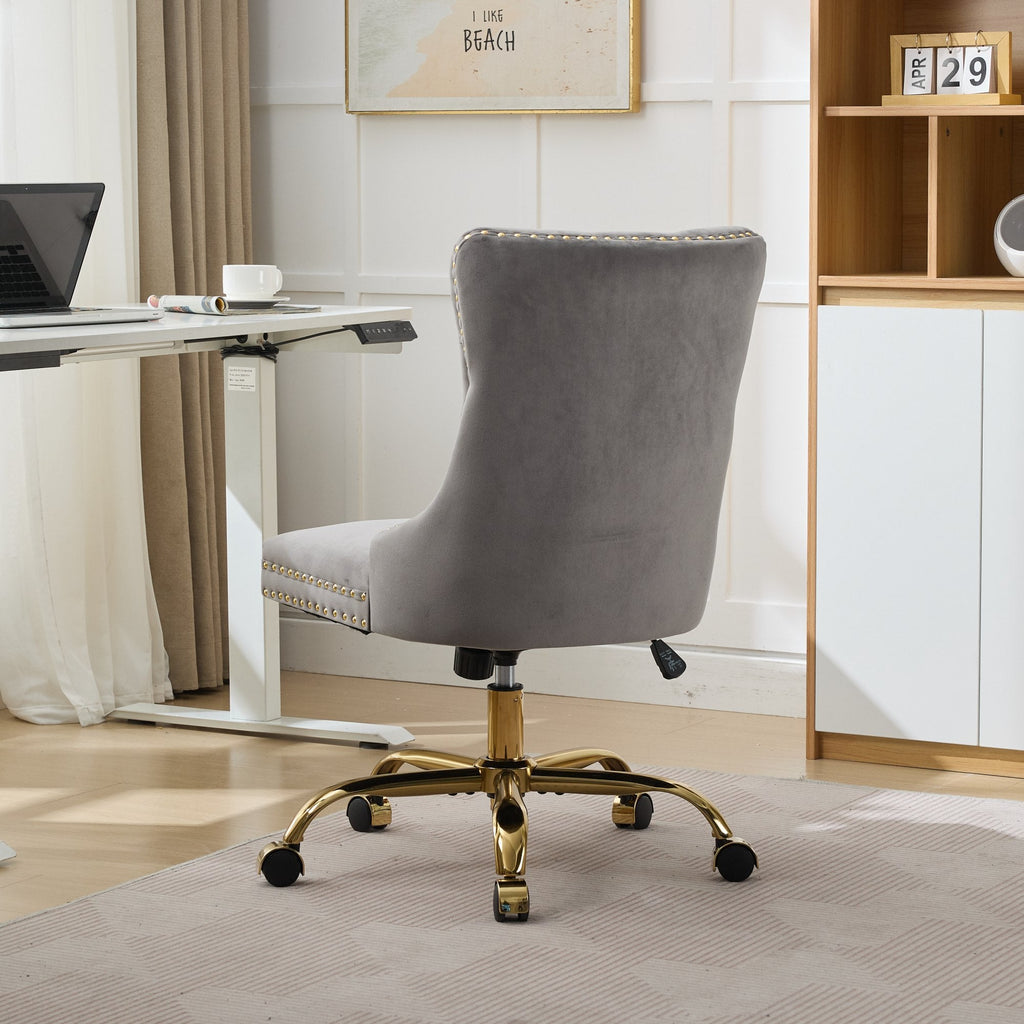 Modern Velvet Upholstered Tufted Button Home Office Chair