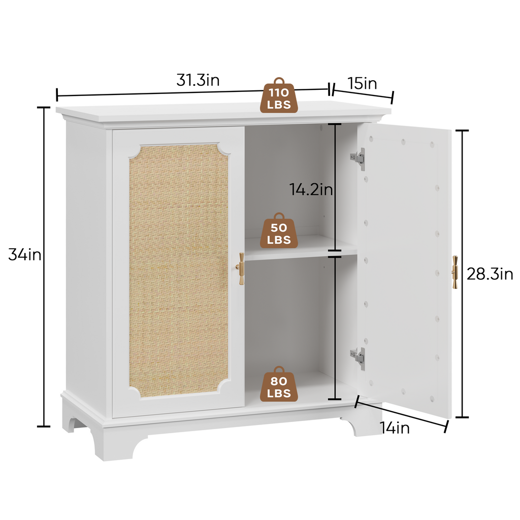 Rattan Decorated Sideboard Buffet Storage