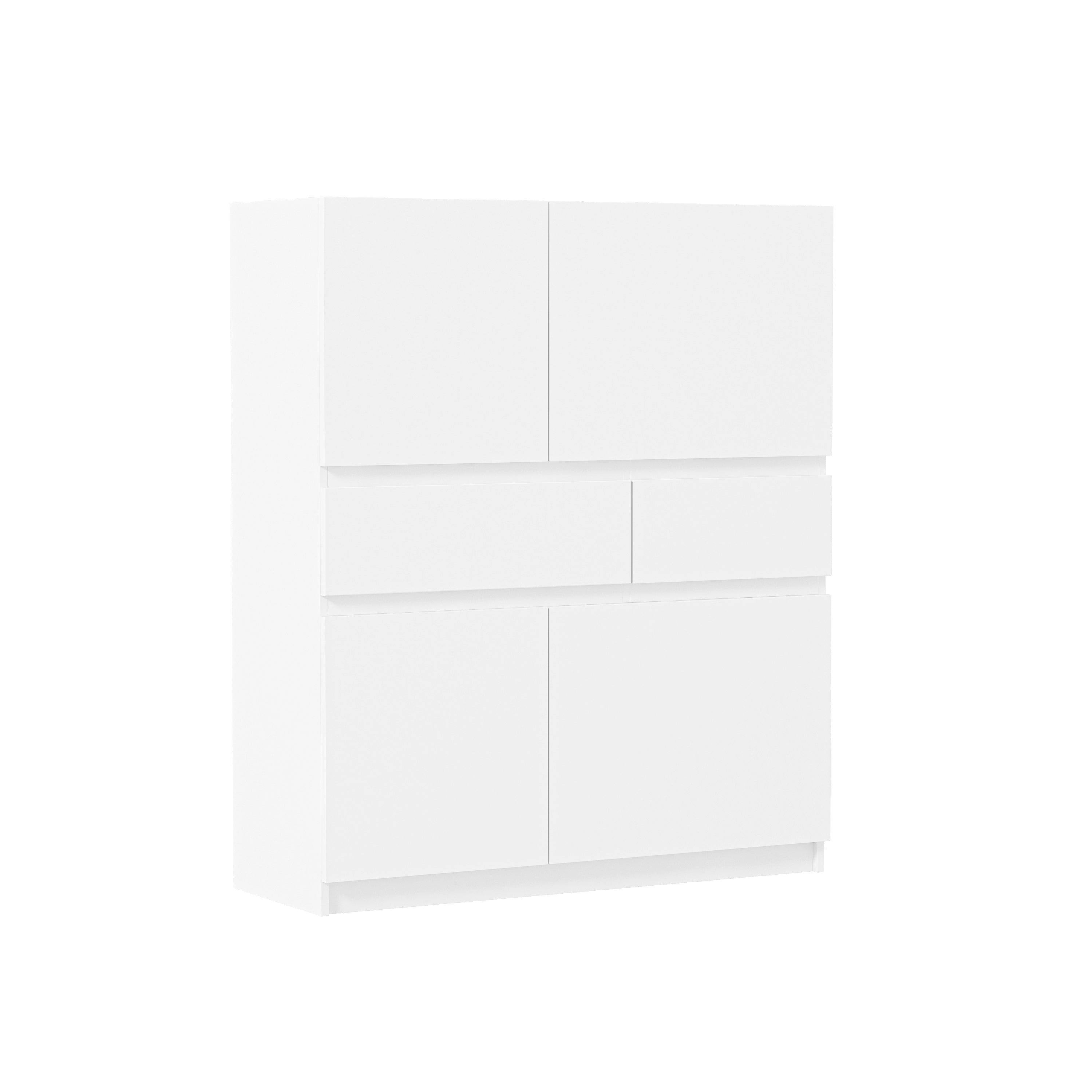 Wooden Storage Cabinet with 4 Doors and 2 Drawers