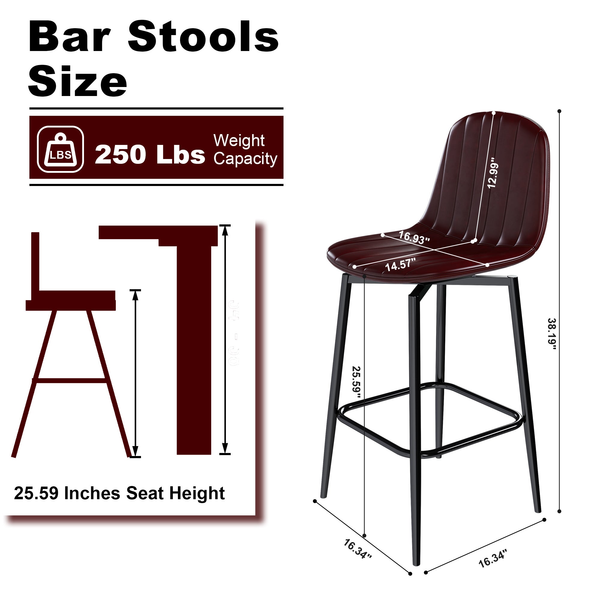 Modern Bar Stools with Swivel Mechanism (Set of 2)