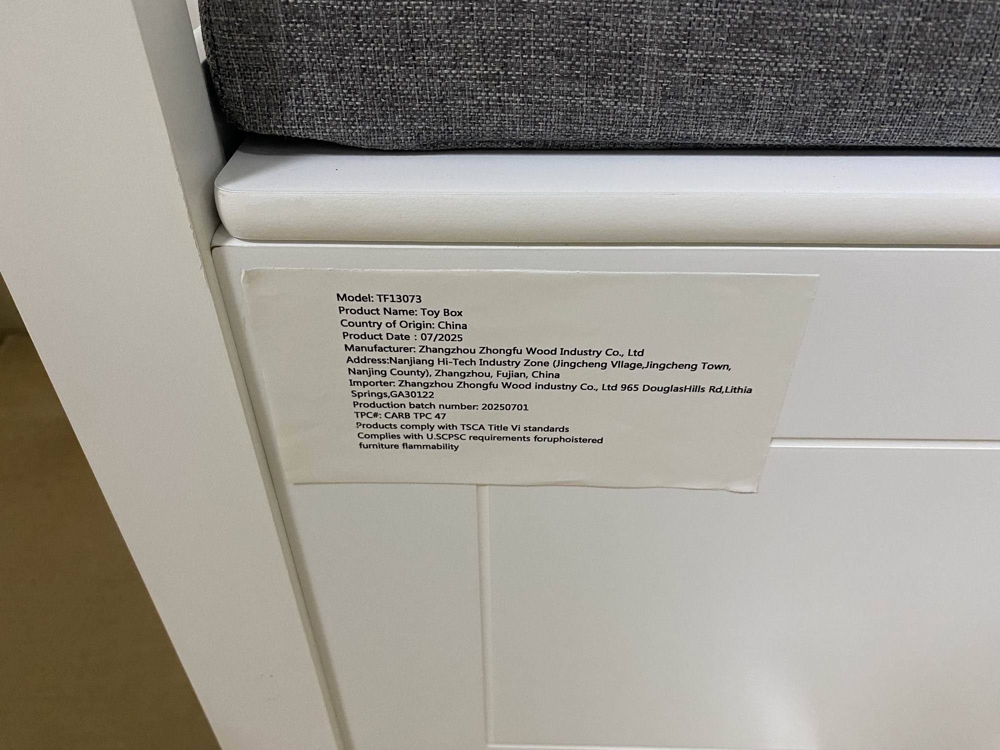 Kids Toy Box Chest Large Storage Cabinet with Cushion Seat