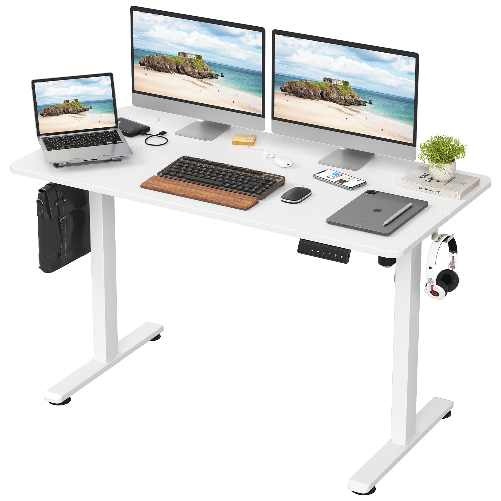 Electric Adjustable Height Sit Stand Home Office Desk with Splice Board