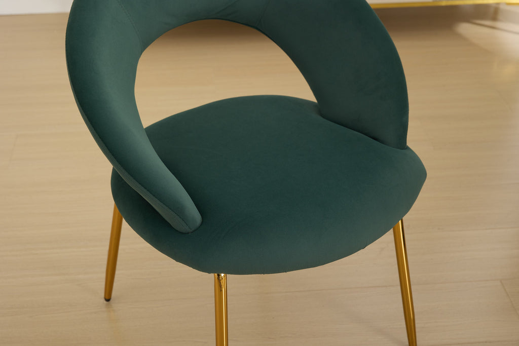 Velvet/Teddy Fabric Dining Chairs with Curved Backrest