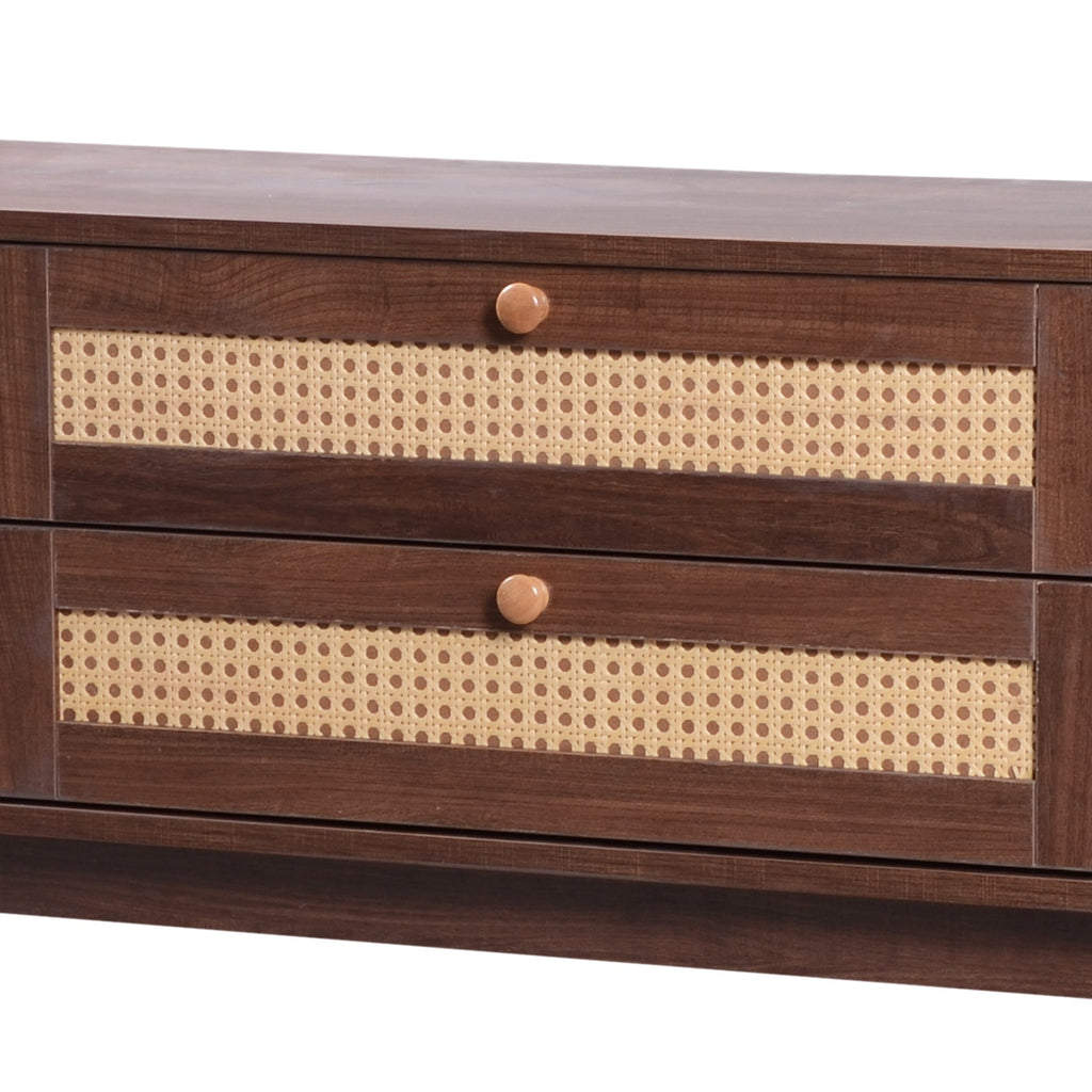 Modern Farmhouse Rattan TV Stand  Up to 75''