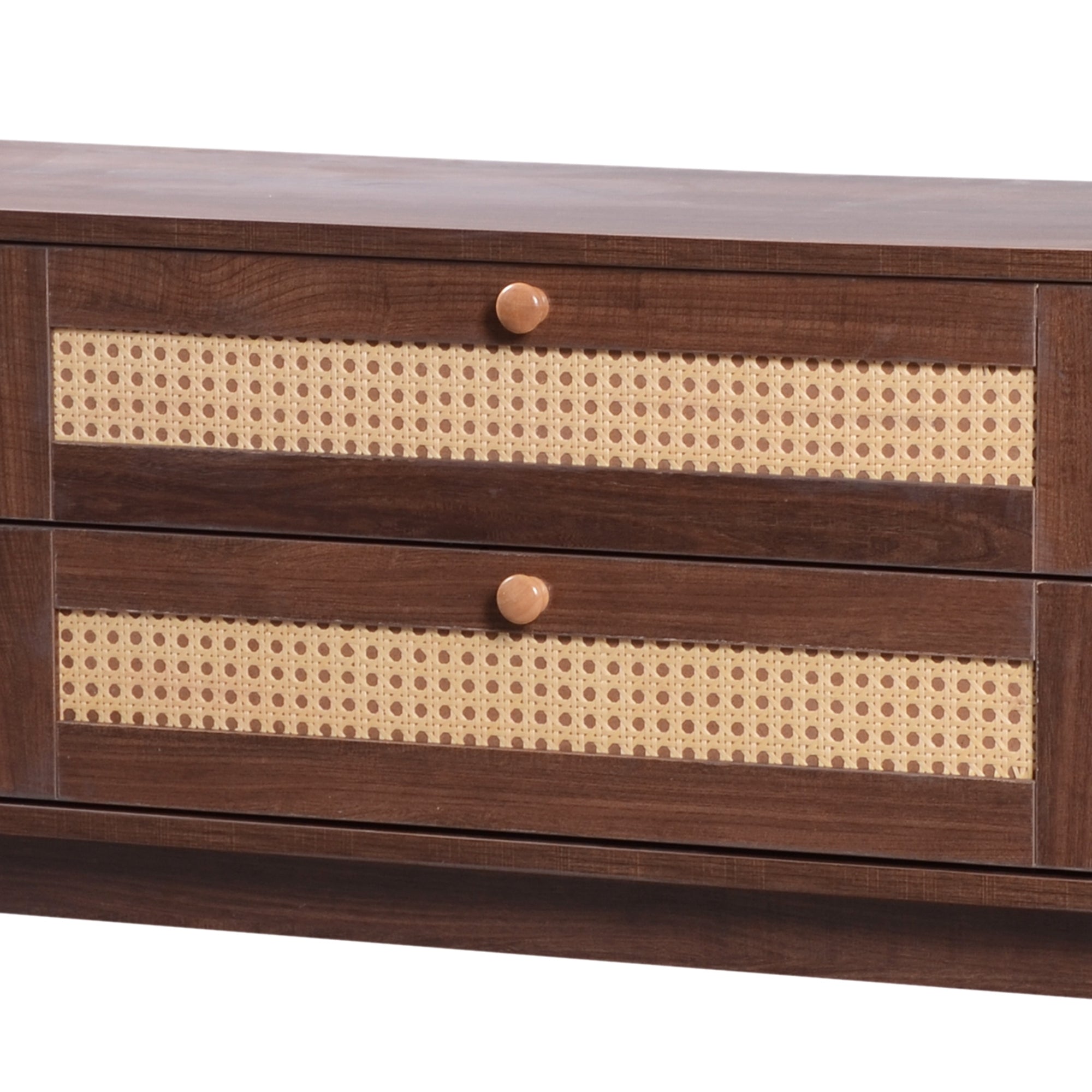 Modern Farmhouse Rattan TV Stand  Up to 75''