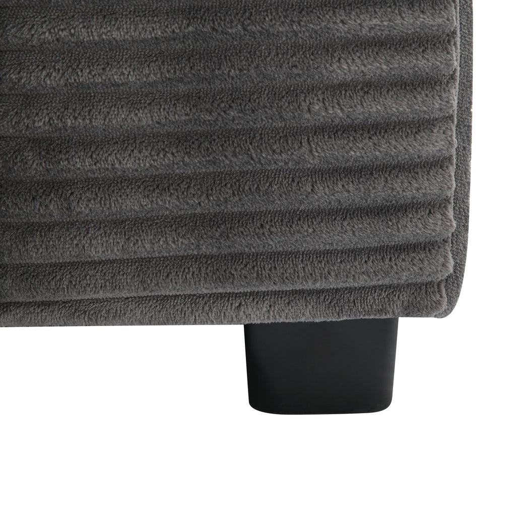 Corduroy Upholstered Chaise Lounge Sofa with Handrail Storage