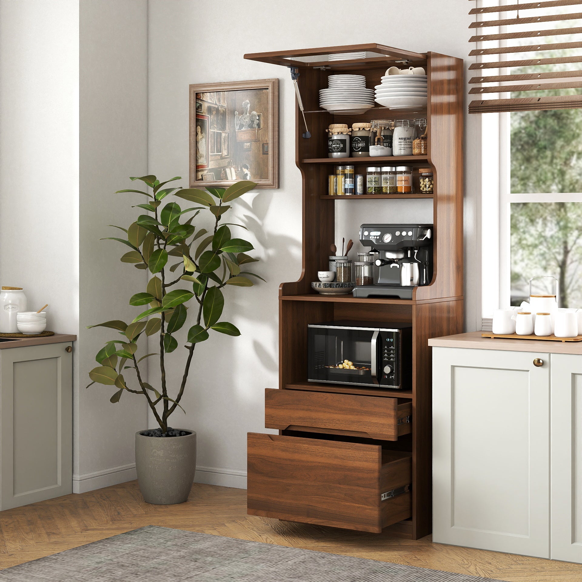 Farmhouse Kitchen Freestanding Buffet Sideboard Coffee Bar Cabinet