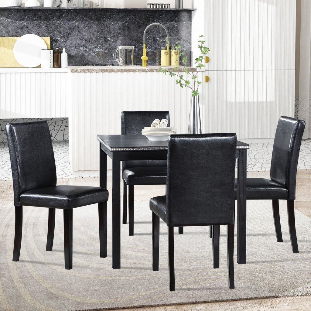 5Pcs Wooden Dining Table Set