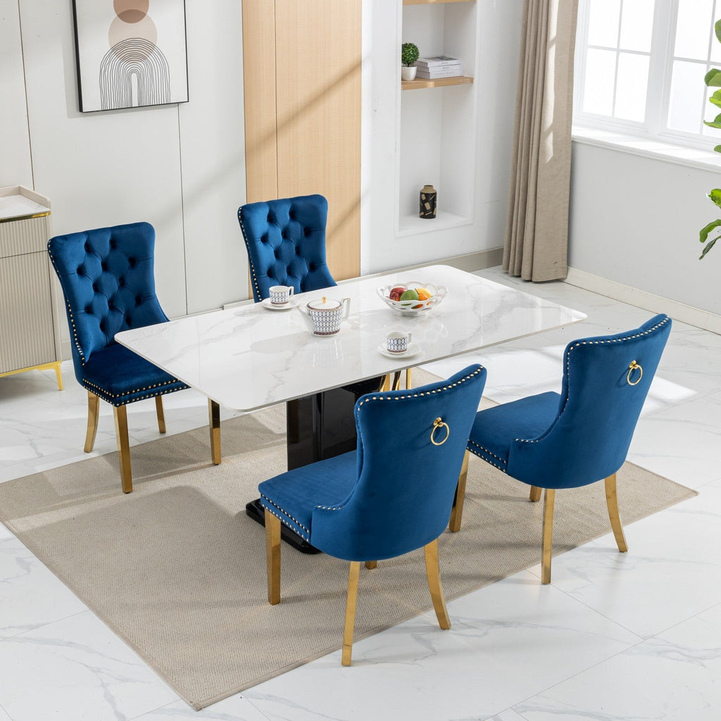 Modern High-end Tufted Solid Wood Velvet Dining Chairs (Set of 2)