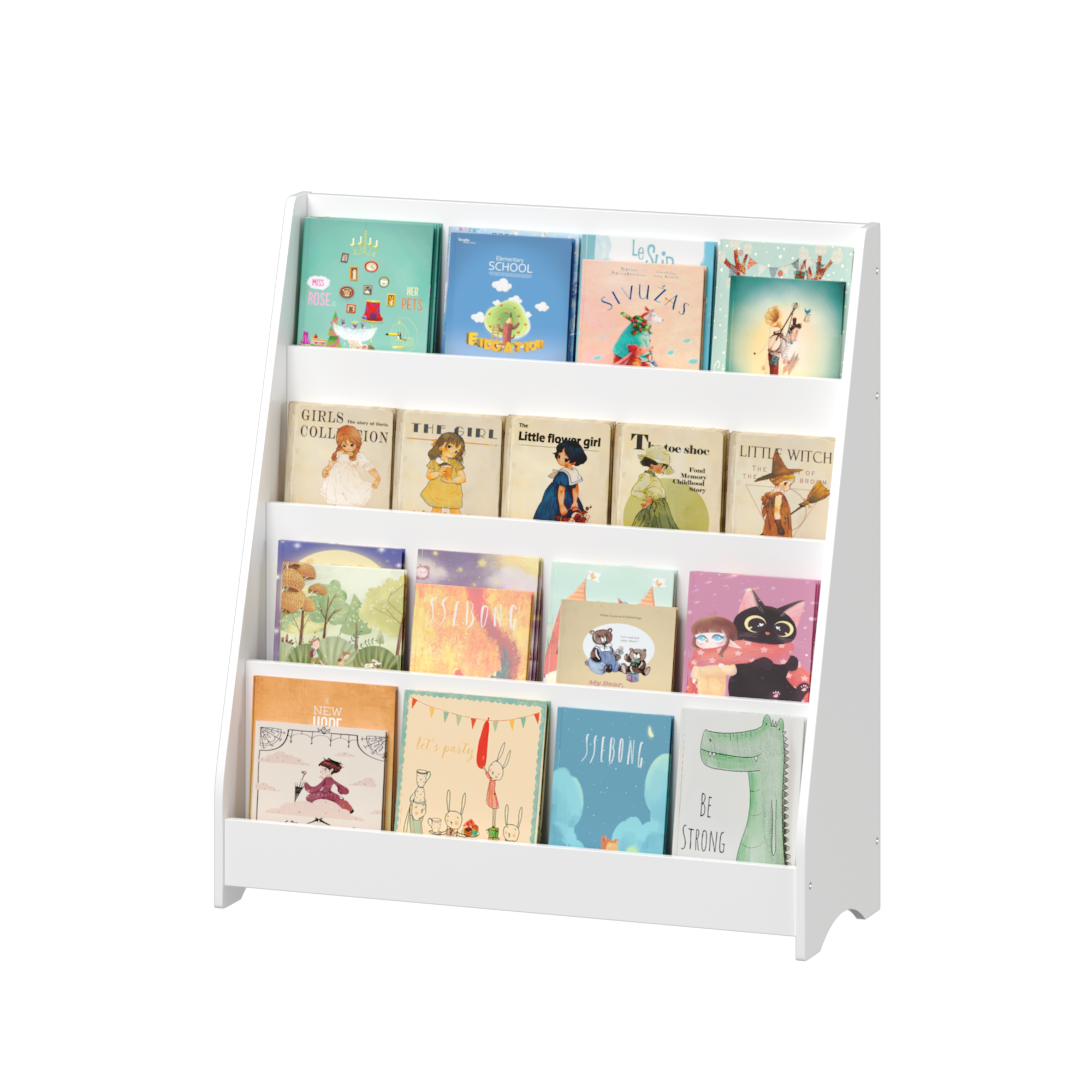 4-Tier MDF Toddler Book Display Shelves Kids Bookshelf