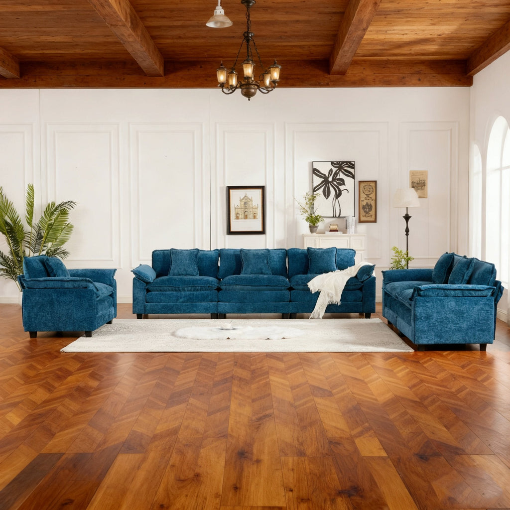 Modern Comfy Upholstered Seat Cushion Sectional Couch (Ottoman is Not Included)