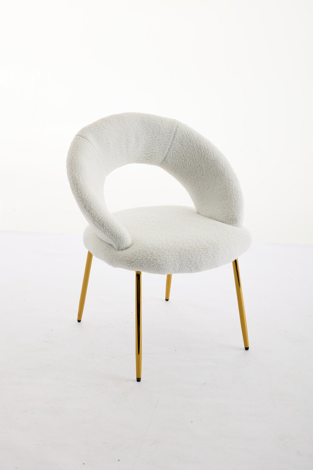 Velvet/Teddy Fabric Dining Chairs with Curved Backrest