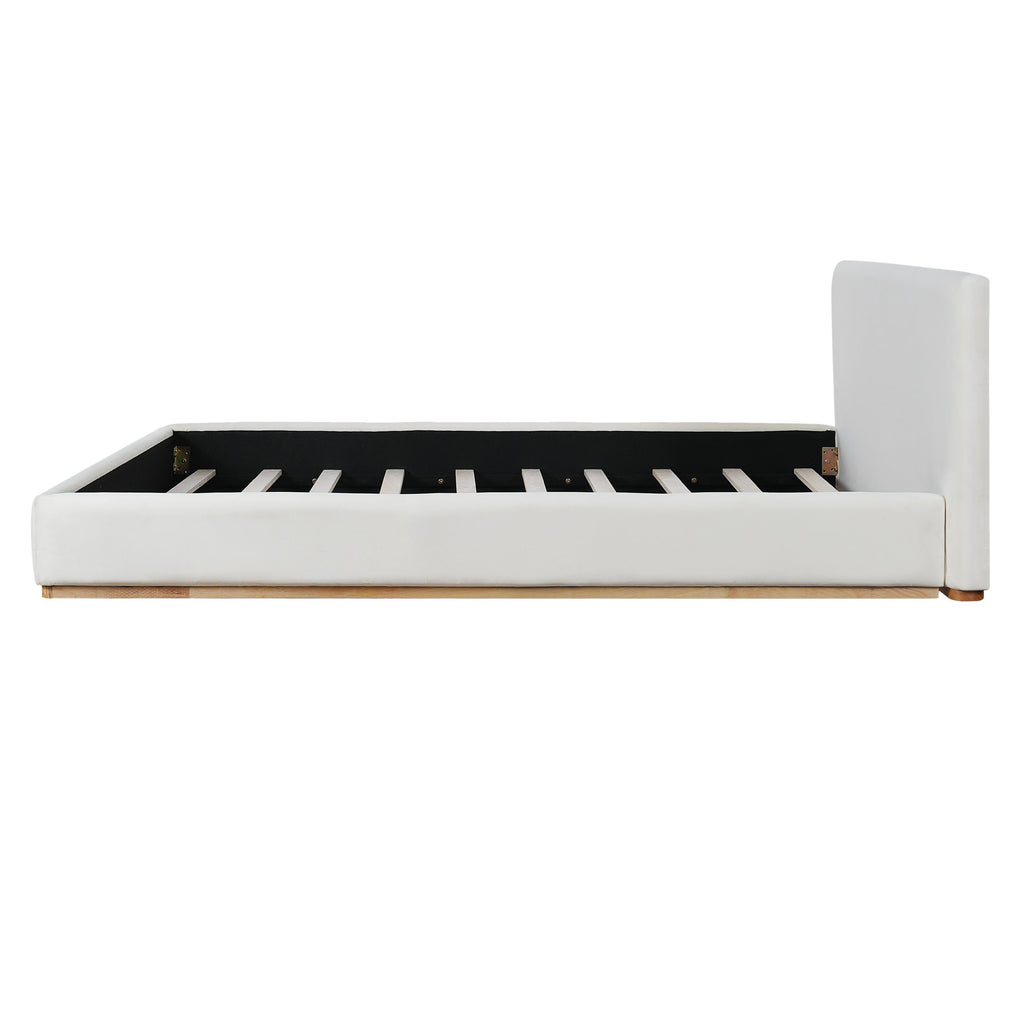 Elegant Upholstered Bed With Solid Wood Frame