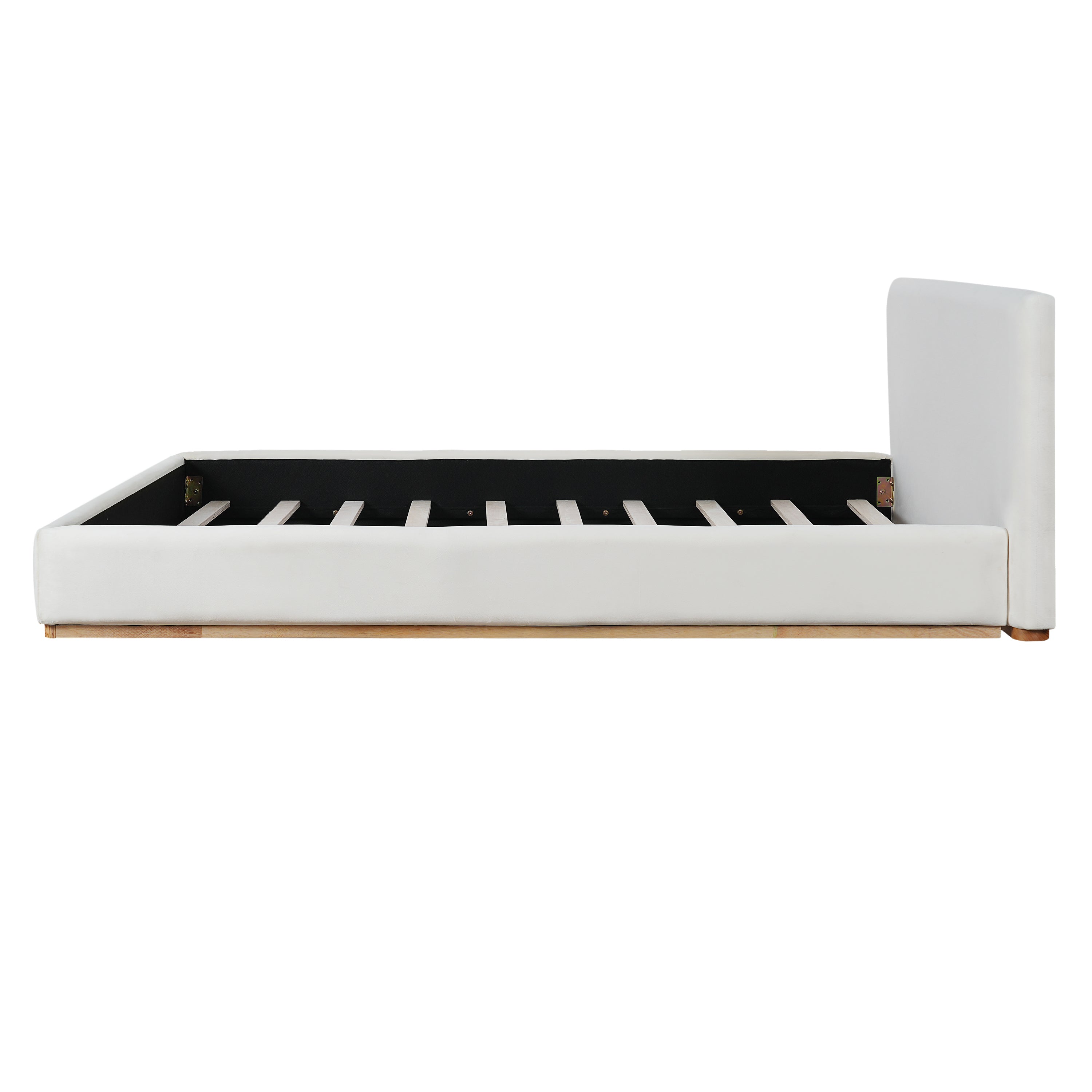 Elegant Upholstered Bed With Solid Wood Frame