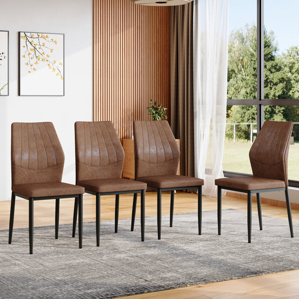 Brown Black Dining Chairs with Shell (Set of 4)