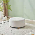 Modern Minimalist White Fabric Round Ottoman