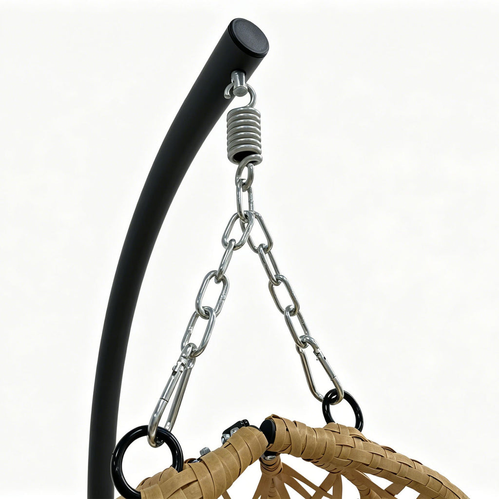 Folding PE Rattan Hanging Egg Chair with Aluminum Steel Frame