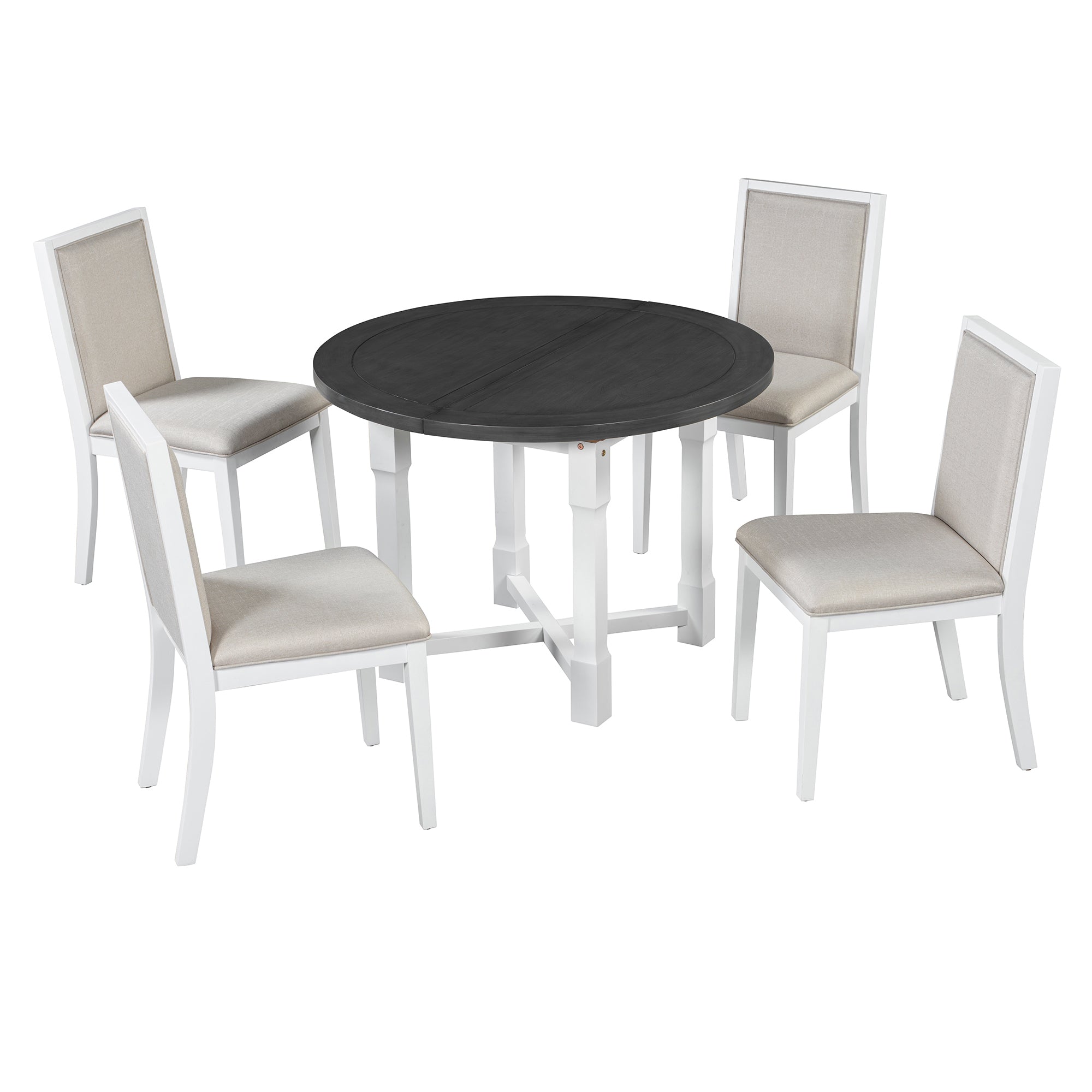 5-Piece Extendable Dining Table Set with Removable Leaf