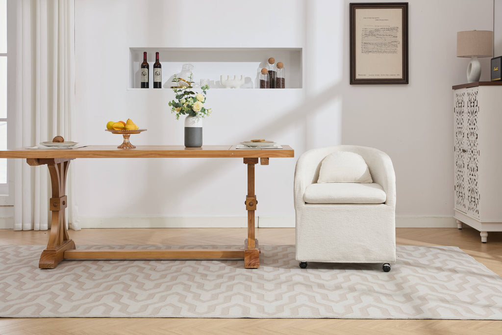 Modern Chenille Fabric Dining Armchair with Back Cushion