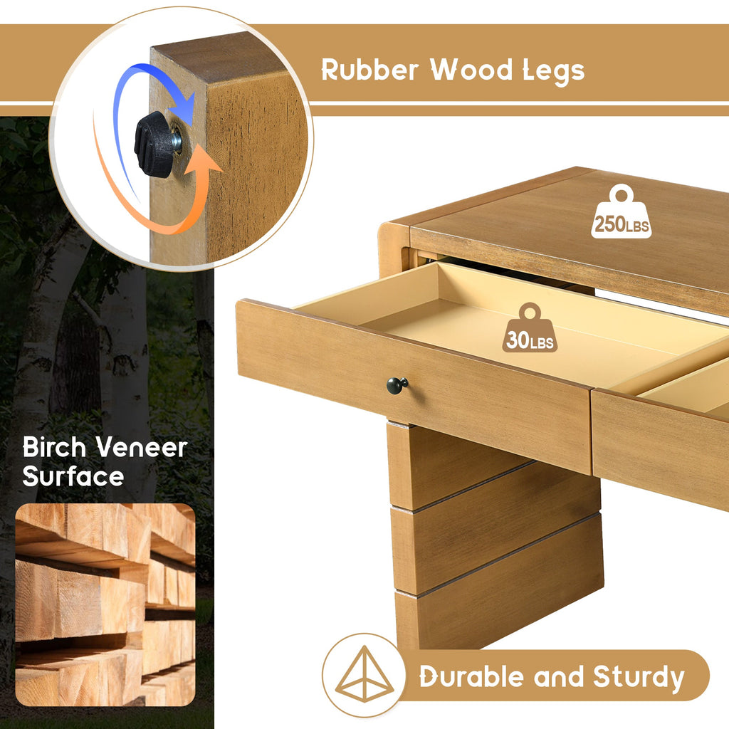 Wooden Entryway Table with 2 Drawers