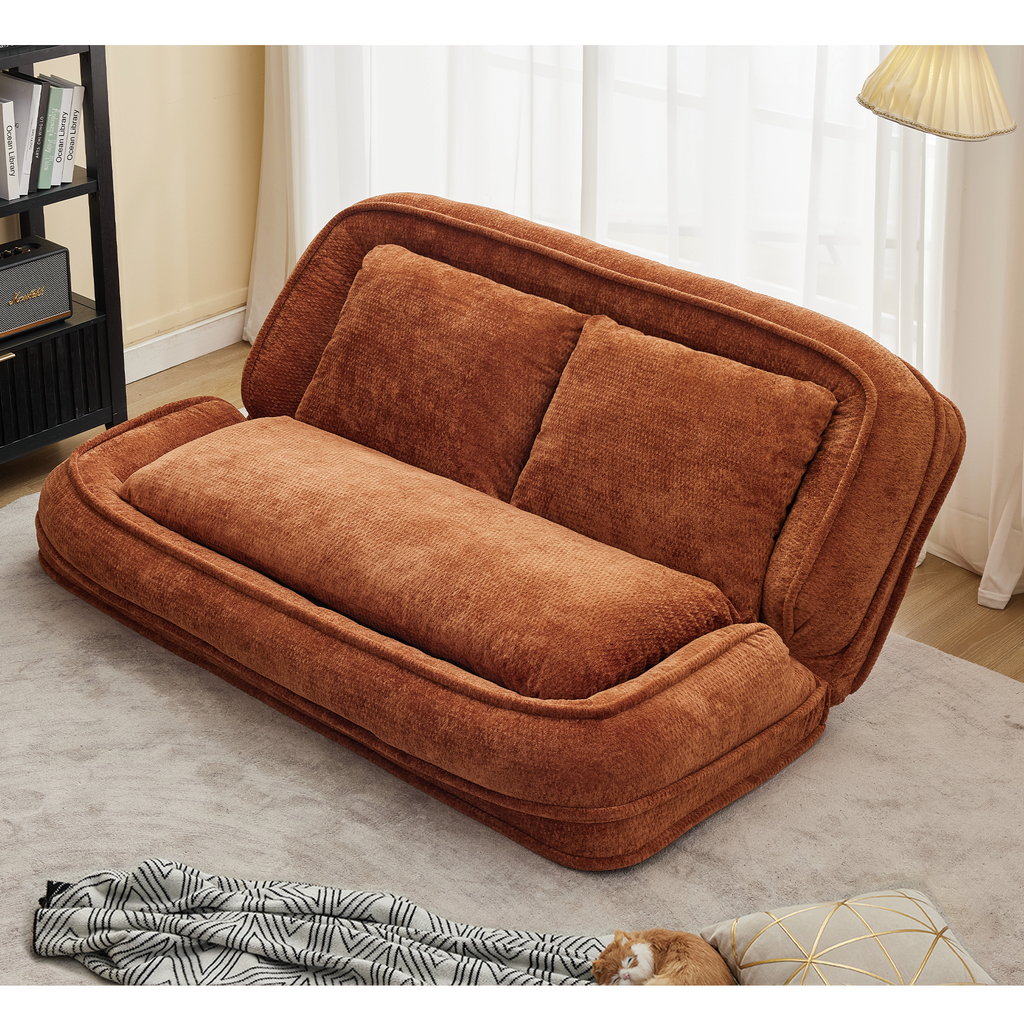 2-in-1 Extra Large Chenille Floor Couch Loveseat for Humans & Dogs