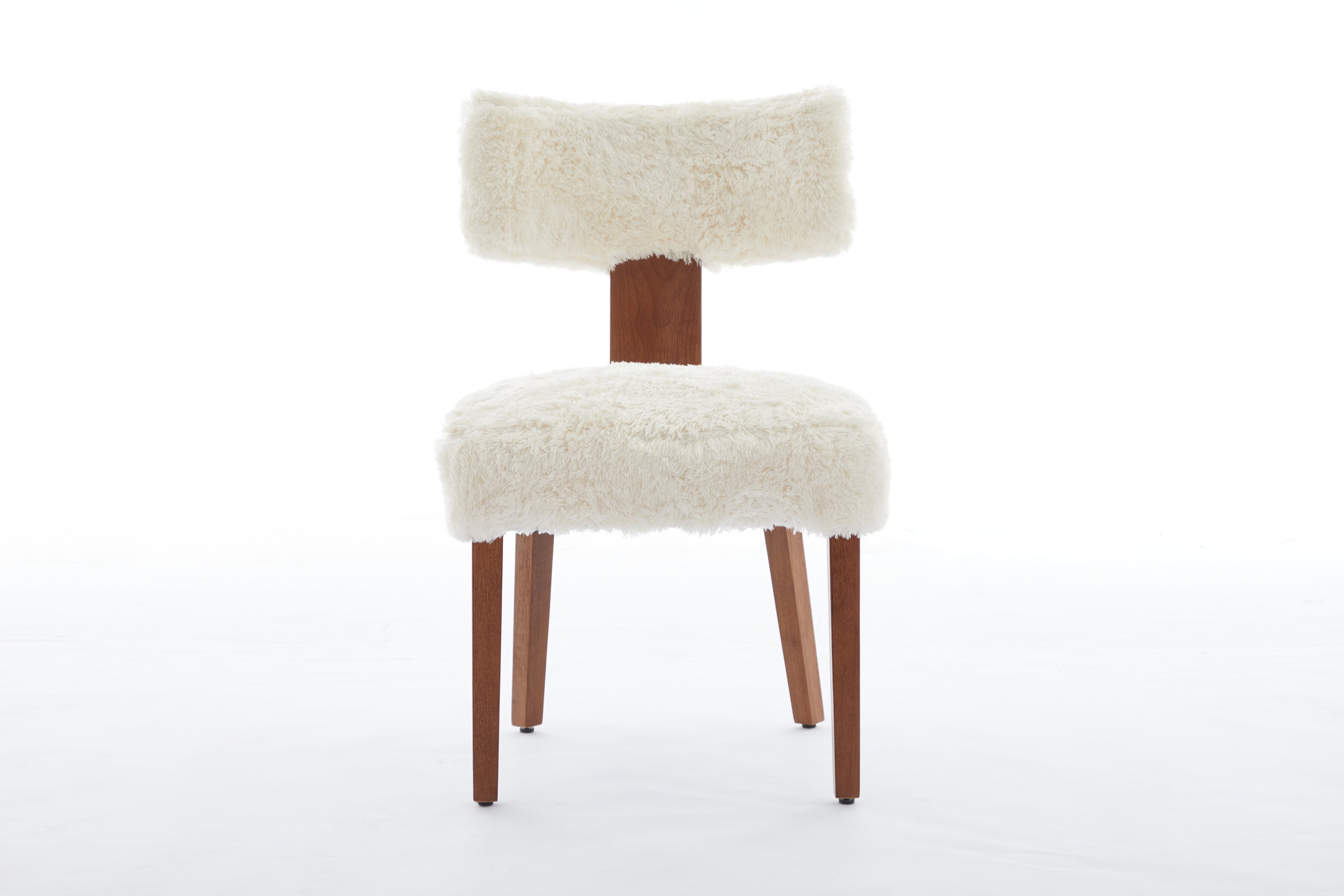 2Pcs  Modern Armless Dining Chairs With Curved Wingback and Solid Wooden Legs