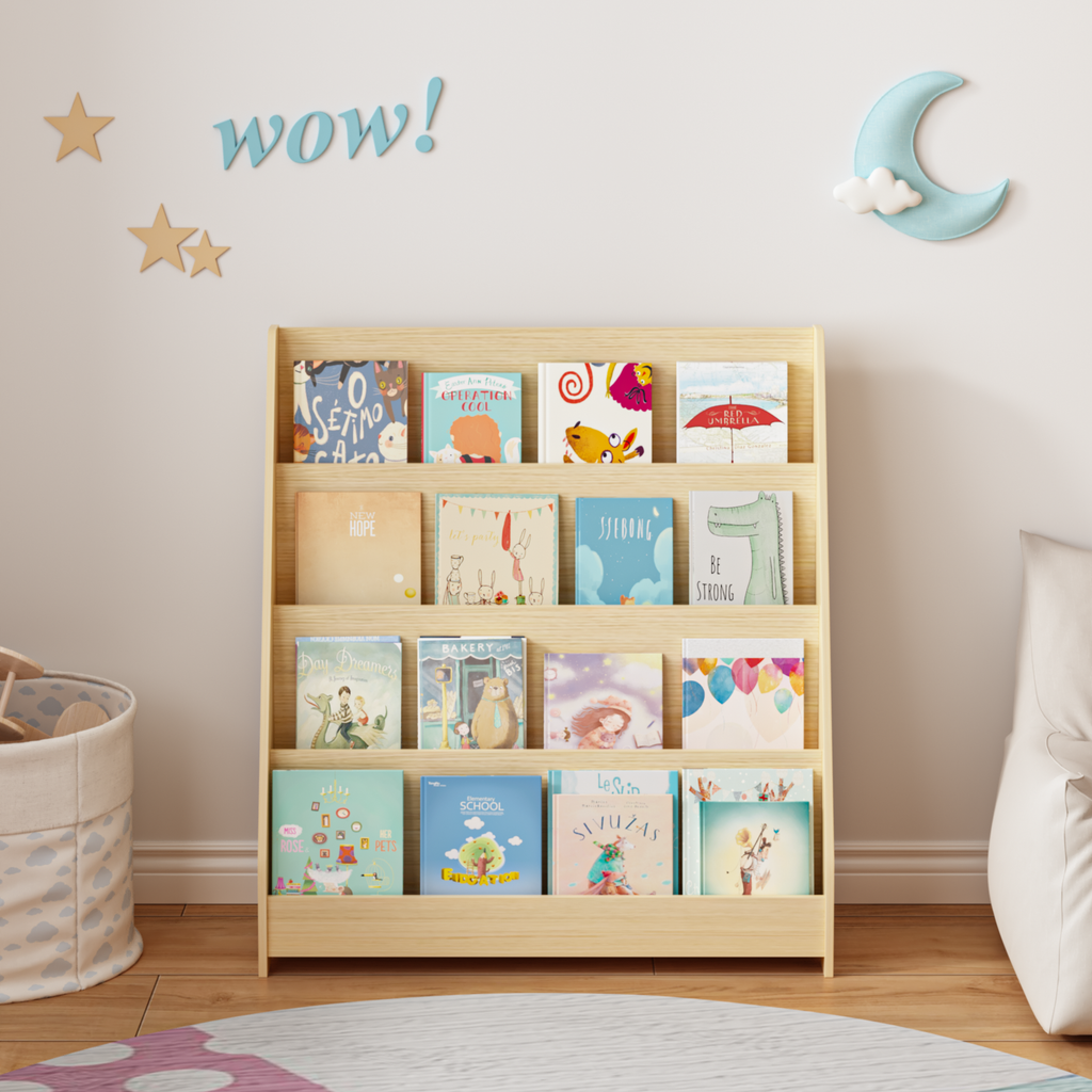 4-Tier MDF Toddler Book Display Shelves Kids Bookshelf